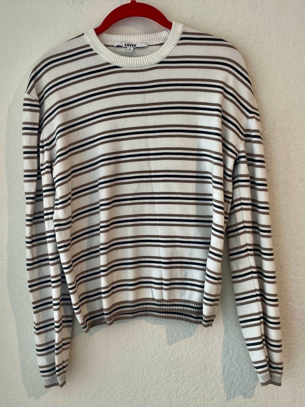 Eaves striped crewneck pullover sweater size S